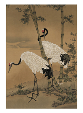 古代字画仙鹤竖版图国画花鸟画