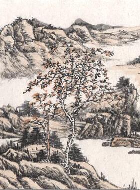 横幅仿古山水画装饰画长卷画水墨山水画书法字画聚宝盆招财风水画