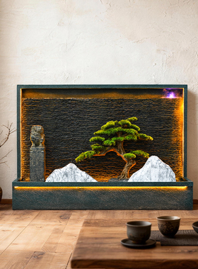 假山水幕墙太阳能流水办公室隔断水景户外喷泉景观循环水摆件