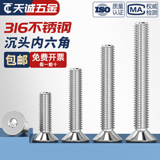 316 countersunk head hexagon screw