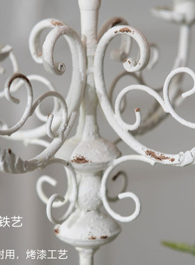 SH美式法式复古做旧铁艺烛台摆件浪漫多头蜡烛灯民宿酒店餐厅拍摄