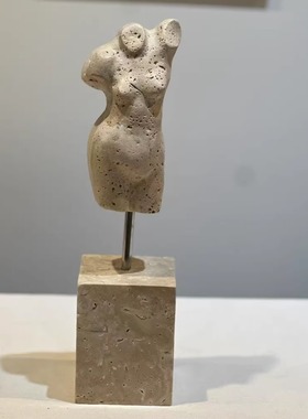 艺术人像摆件天然黄洞石半身人像