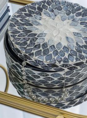 越南进口彩色贝壳托盘收纳盒摆件