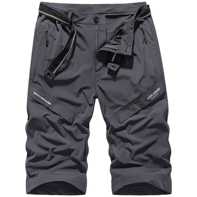 Battlefield Suluo ຜູ້ຊາຍກາງແຈ້ງໄວແຫ້ງໄວ Cropped Pants Summer Ice Silk Stretch Pants Mountaineering Pants Multi-Pocket Sports Pants