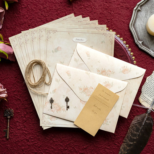 高级感加厚信纸信封套装复古手写节日情书送女友学生表白信笺卡 - 图1