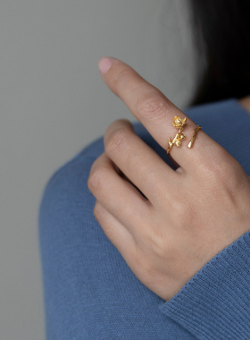 孤芳腊梅纯银戒指情人节生日礼物