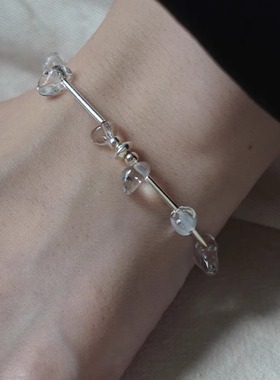 一寸十里霜露水晶纯银手链冷清感