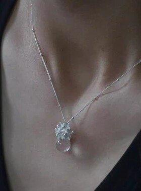 一寸十里花束宝石瓶纯银项链玛瑙