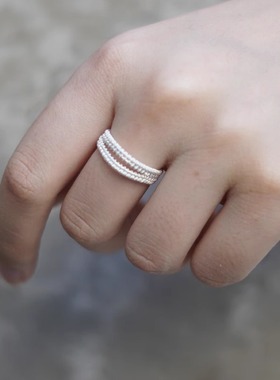 一寸十里织锦痕非遗花丝编织戒指