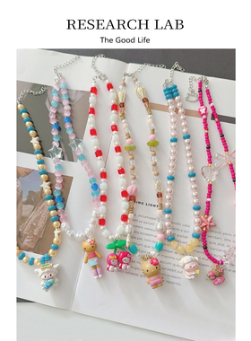 海岛夏日黑皮kitty串珠项链