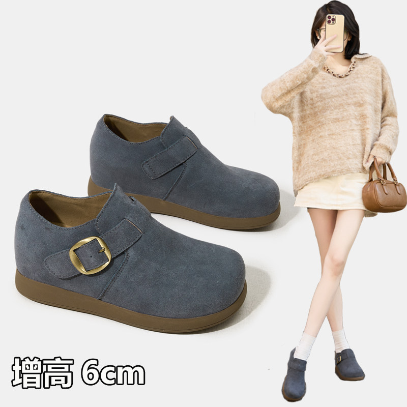 2026春季复古小个子内增高勃肯鞋真皮厚底6厘米乐福鞋女小码3233,淘宝优惠券,粉丝福利购,淘宝优惠卷