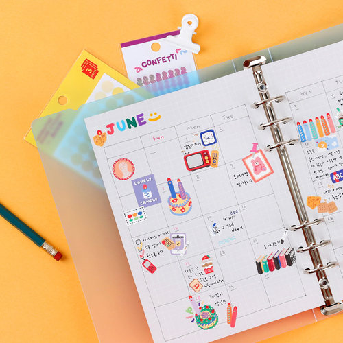 韩国wannathis彩色半透明A5活页6孔绑带外壳手账本相片小卡册封套 - 图1