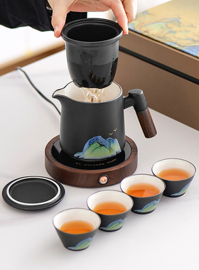 旅行茶具套装一壶四杯陶瓷便捷露营小套装户外出差旅游功夫泡茶杯