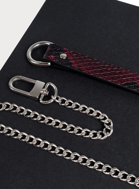 蛇纹牛皮个性三段式项链项圈颈带