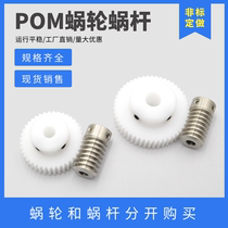 White POM worm gear stainless steel worm 0 8 20 20 30 50 50 60 60 nylon turbo worm gear