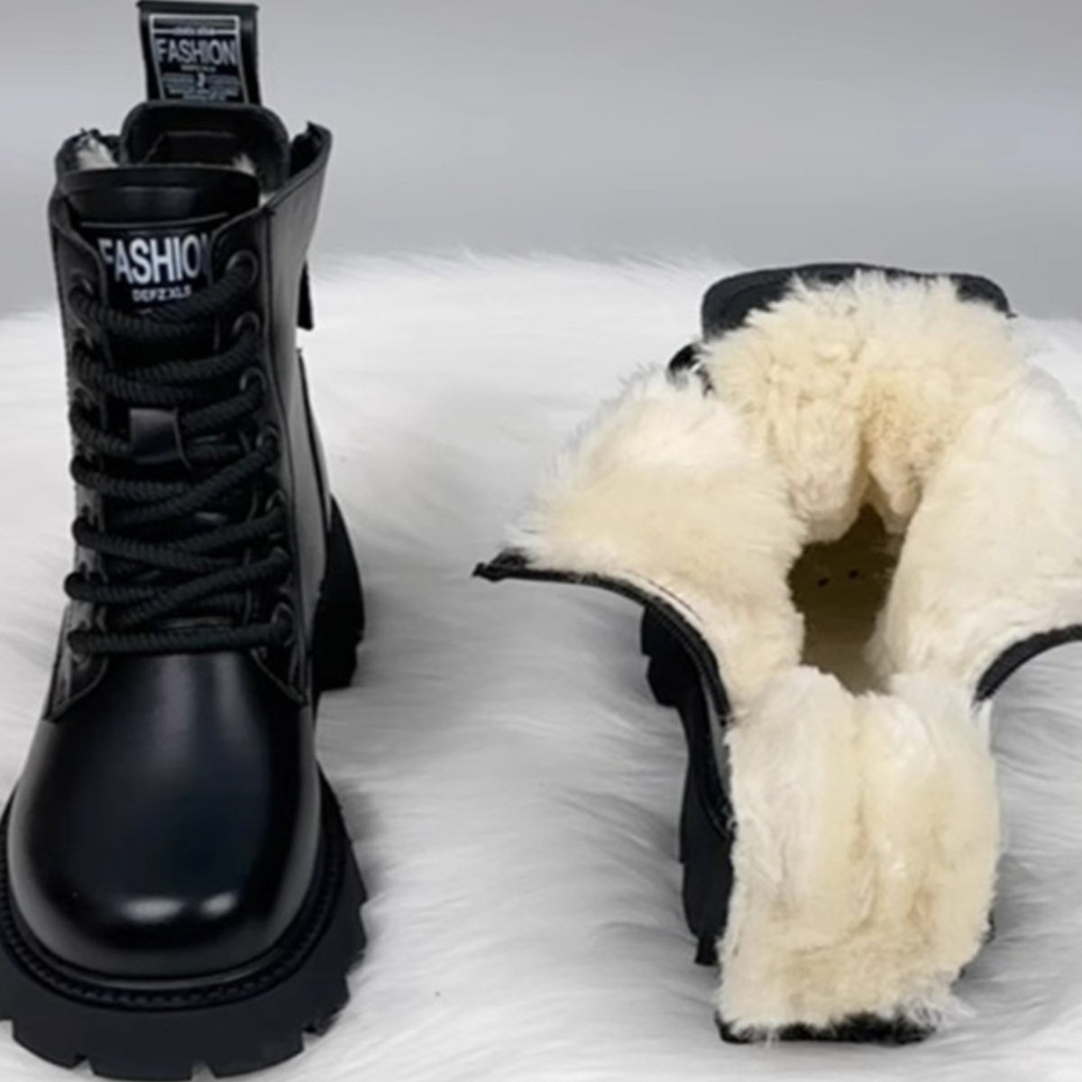 纯羊毛雪地靴女款皮毛一体2025秋冬季新款加绒加厚保暖马丁靴短靴,淘宝优惠券,粉丝福利购,淘宝优惠卷