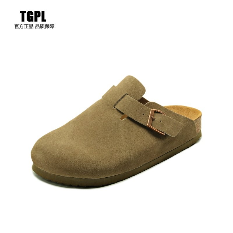TGPL反绒皮勃肯鞋男女情侣包头半拖外穿耐磨百搭男鞋休闲软木鞋,淘宝优惠券,粉丝福利购,淘宝优惠卷