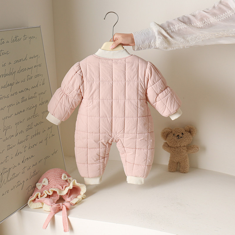 女宝宝秋冬套装连体衣新生儿夹棉加厚小兔哈衣婴儿冬季保暖外出服,淘宝优惠券,粉丝福利购,淘宝优惠卷