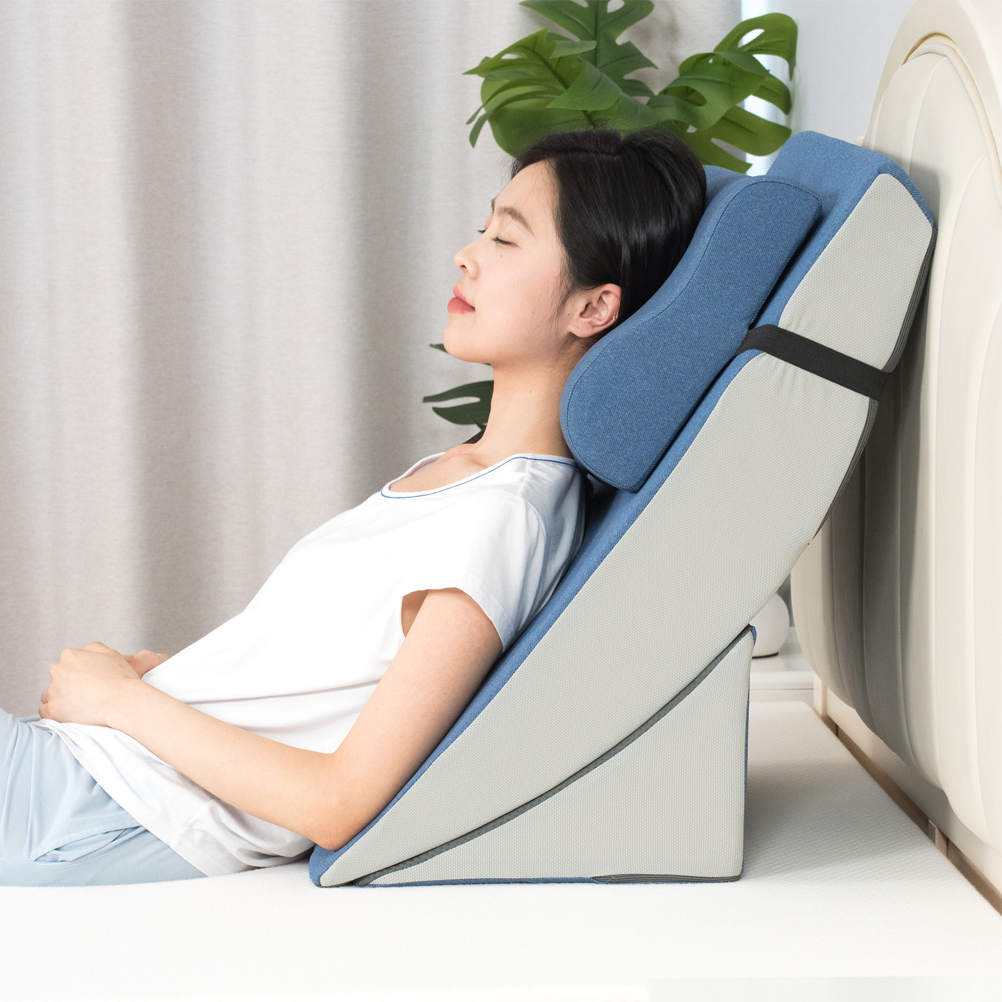 Elderly bedside large backrest bedside cushion gastroesophageal anti-reflux slope pillow pregnant women breastfeeding semi-lying triangle pillow