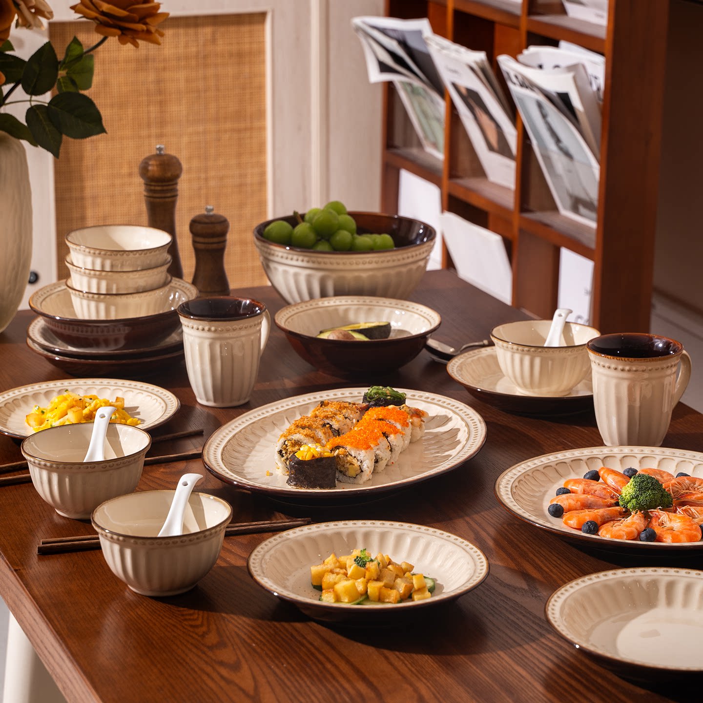 釉下彩2026新款碗碟套装家用中式复古窑变釉餐具乔迁新居礼物碗盘