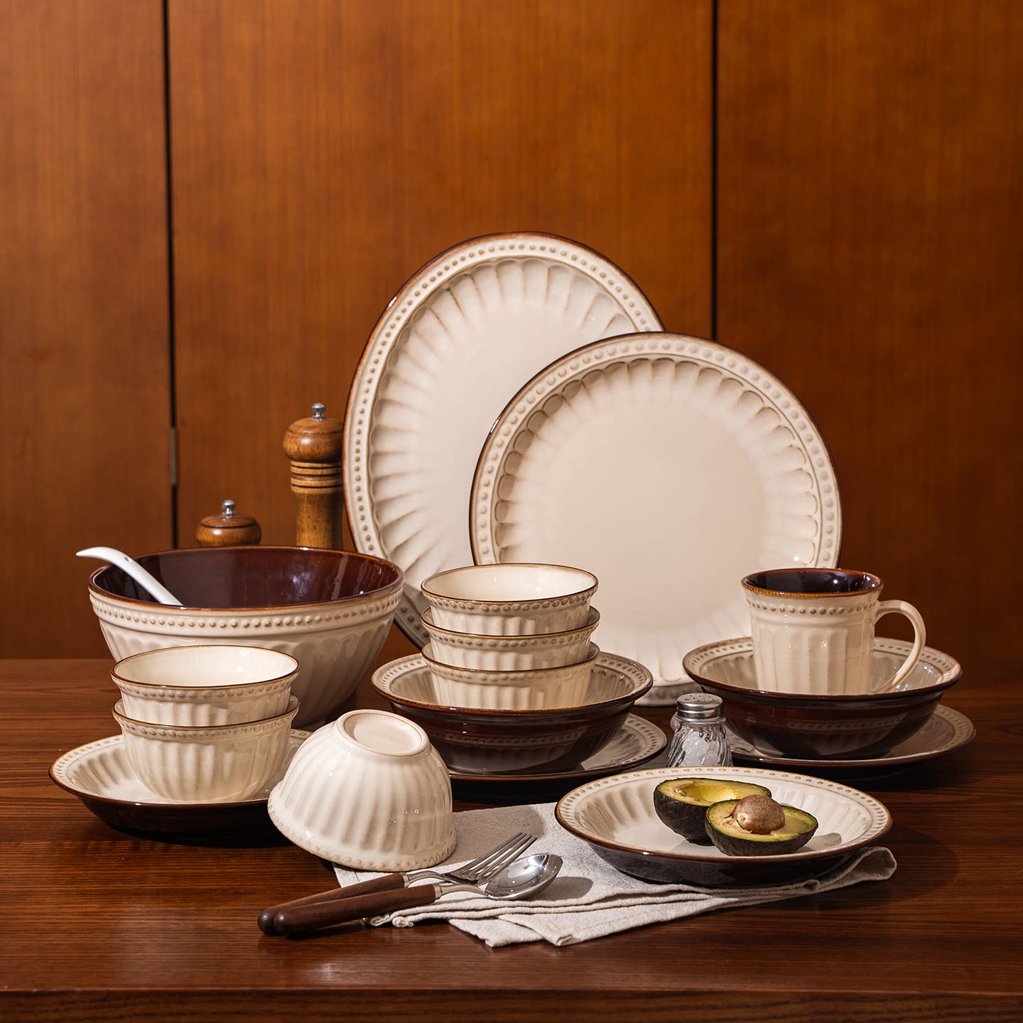 釉下彩2026新款碗碟套装家用中式复古窑变釉餐具乔迁新居礼物碗盘