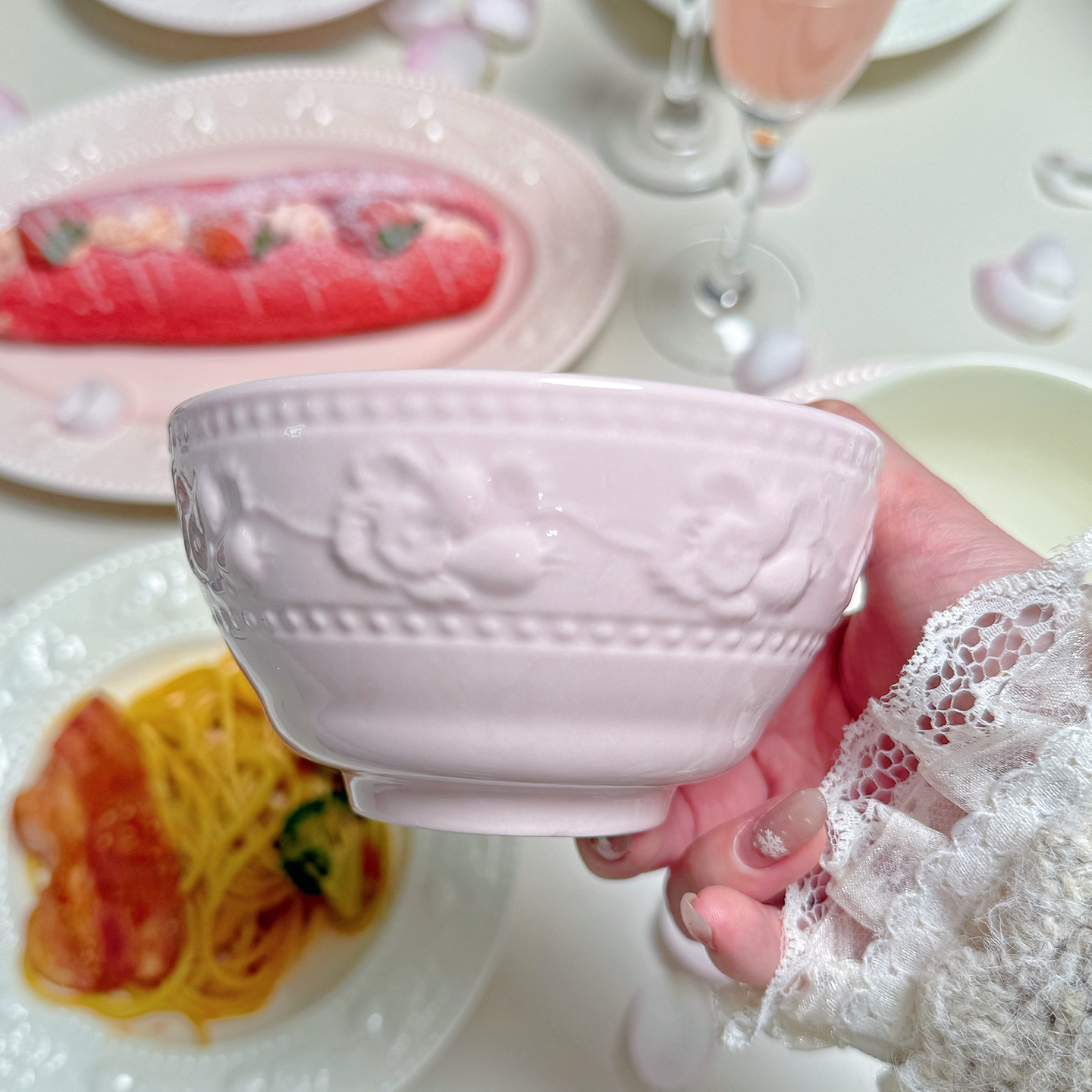 2026新款碗碟套装家用釉下彩法式餐具高颜值陶瓷碗盘乔迁新婚碗具