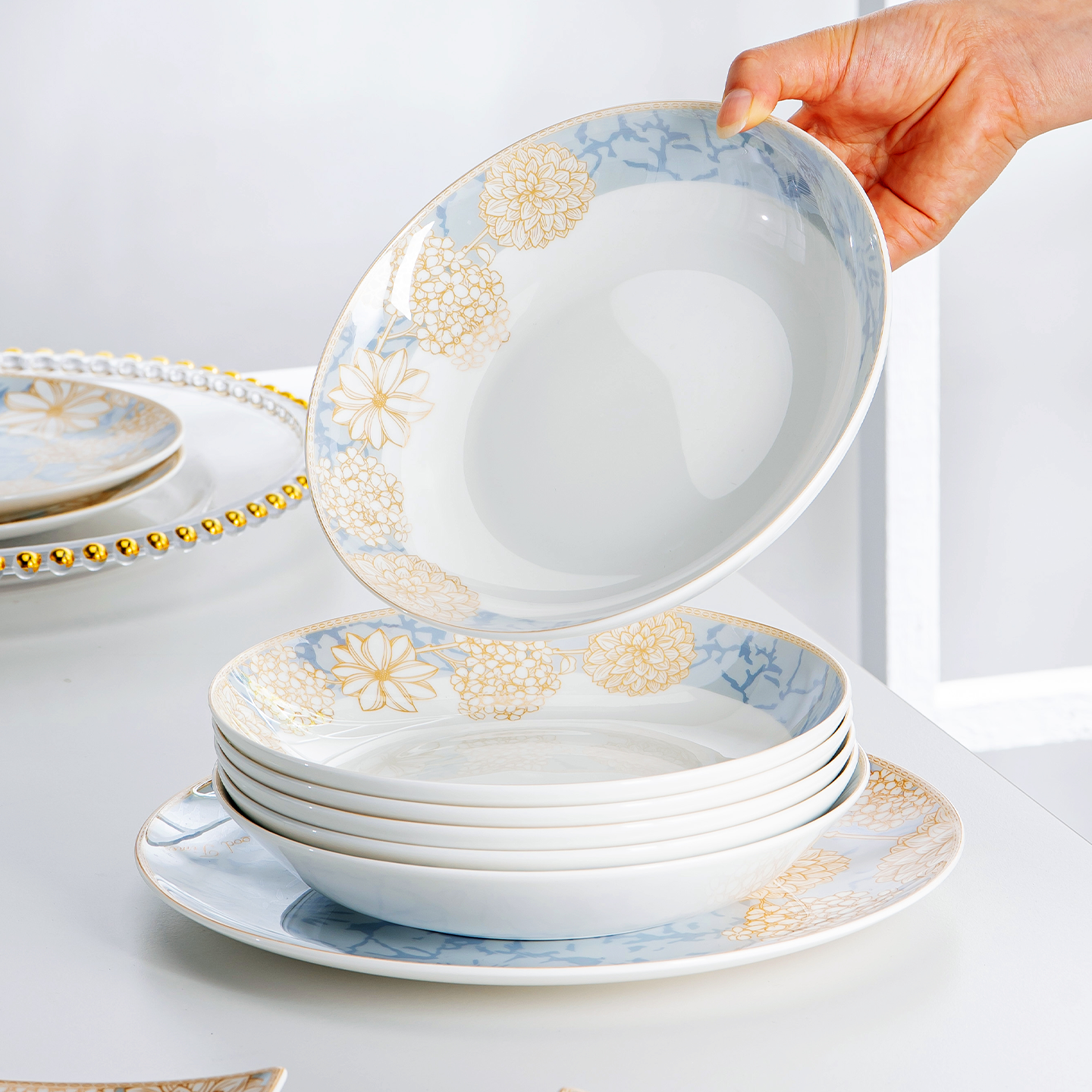 碗碟套装家用中式2026新款景德镇碗盘筷组合陶瓷餐具新婚乔迁之喜,淘宝优惠券,粉丝福利购,淘宝优惠卷