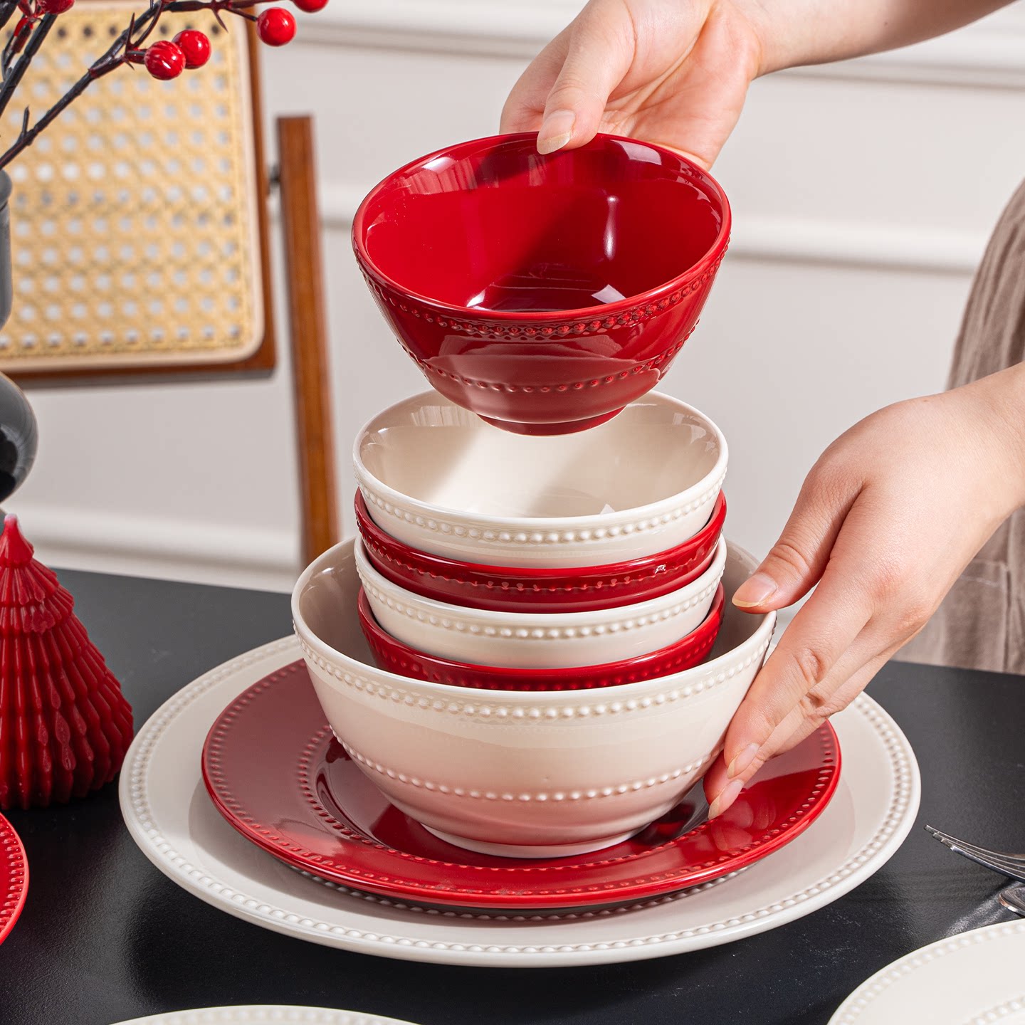 2026新款碗碟套装家用高温釉下彩餐具简约乔迁新居新婚礼物碗组合