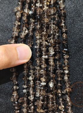 天然茶晶带孔碎石串珠 DIY设计用珠子 随形不规则配珠隔珠