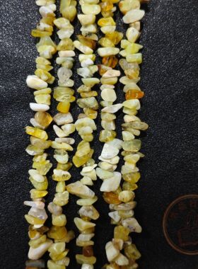 天然黄澳宝碎石珠子 带孔打孔珠子 黄色碎石珠子 DIY手工饰品用珠