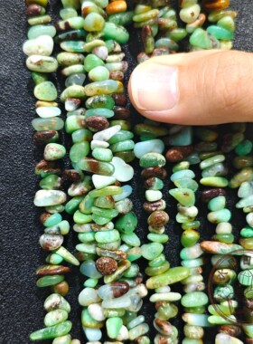 天然澳洲碧玉 打孔珠子复古绿色随形珠子 DIY手工饰品手链项链