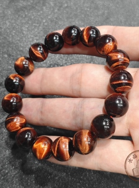 可挑选 天然红虎眼石手串男款 12mm 闪电纹强光红鹰眼手链霸气