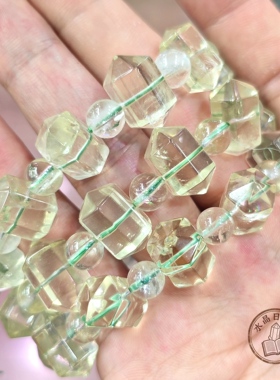 天然水晶柠檬黄（改色）水晶双尖长方形切面手链 女款饰品