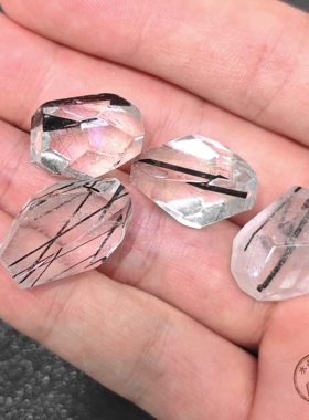 天然黑发晶随形单珠 15-20mm DIY手工手串 手作多宝配珠隔珠