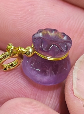 天然浅紫色紫水晶小葫芦挂珠 DIY手工女款手作手链手串配件