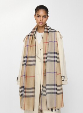 双面格纺围巾博柏利BURBERRY