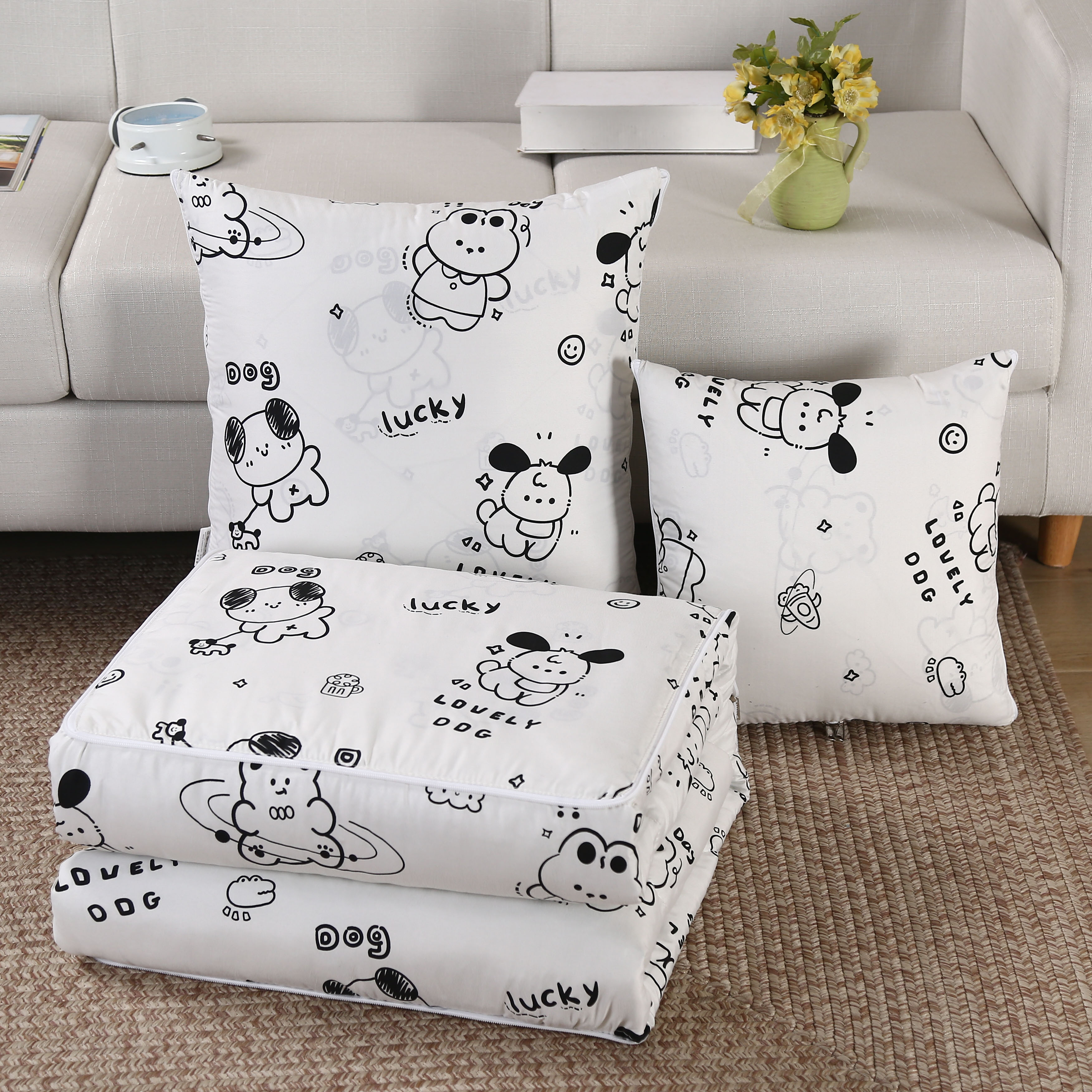 抱枕被子两用二合一加厚折叠汽车载枕头空调被办公室午睡毯子靠枕 - 图2