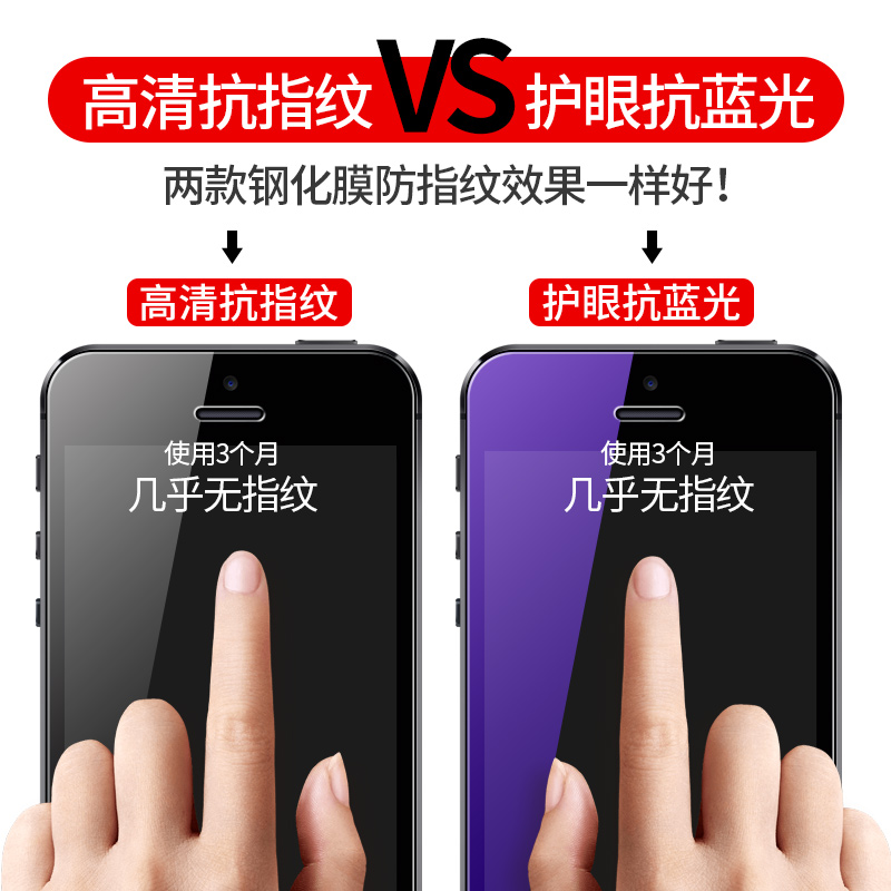 亮龙iphone5S钢化膜苹果5S钢化膜4全屏4s覆盖5SE高清抗蓝光防摔防爆防指纹前后背膜se手机5c保护mo五玻璃贴膜