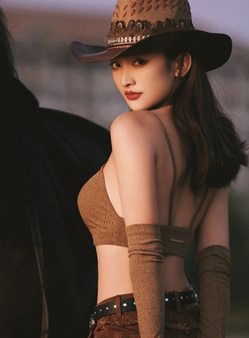 四季男女山鸡毛皮帽带优质皮革大檐骑马西部牛仔帽遮阳防晒防水