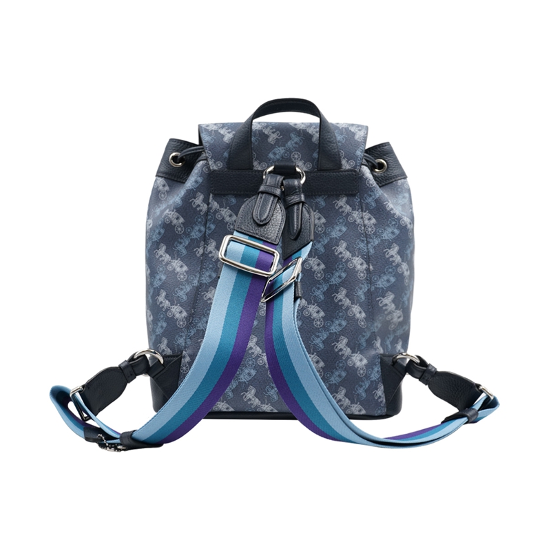 客邻尚品海外旗舰店COACH/蔻驰女士新款大号时尚马车logo抽带印花双肩背包911101