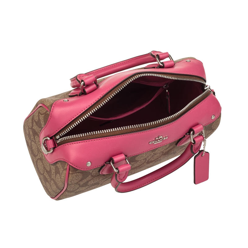 客邻尚品海外旗舰店COACH/蔻驰包包奥莱款小号女士PVC单肩斜挎手提波士顿桶包2