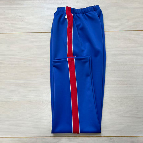 宝蓝直筒大红宽杠拼前后白绳校服裤子初高中冬季加绒保暖耐磨长裤 - 图0