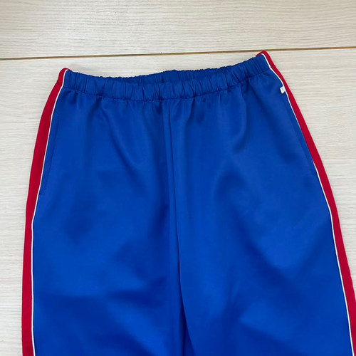 宝蓝直筒大红宽杠拼前后白绳校服裤子初高中冬季加绒保暖耐磨长裤 - 图2