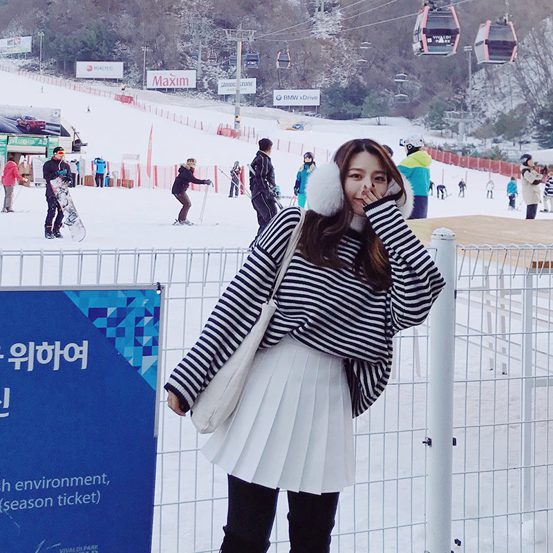 新款ulzzang软妹秋冬高腰百褶裙 oye半身裙