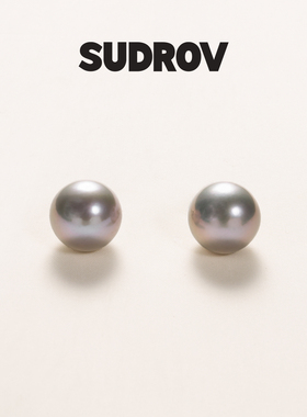 SUDROV素觉925银高级灰珍珠耳钉