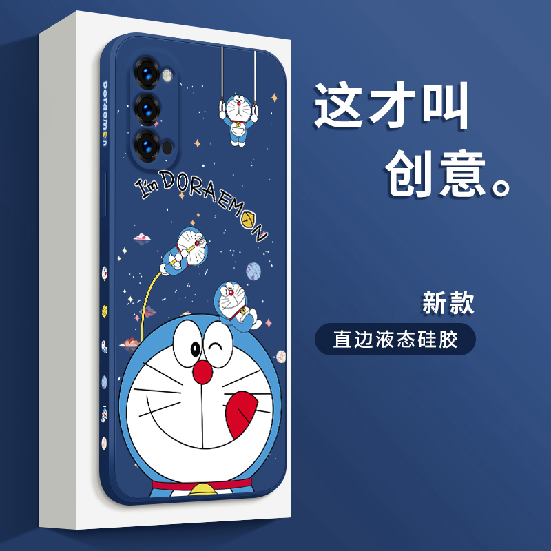 opporeno4se手机壳新款reno4手机套网红软壳reno4 pro液态硅胶5g男女款潮牌哆啦A梦高级感PEAM00全包防摔超薄-图1