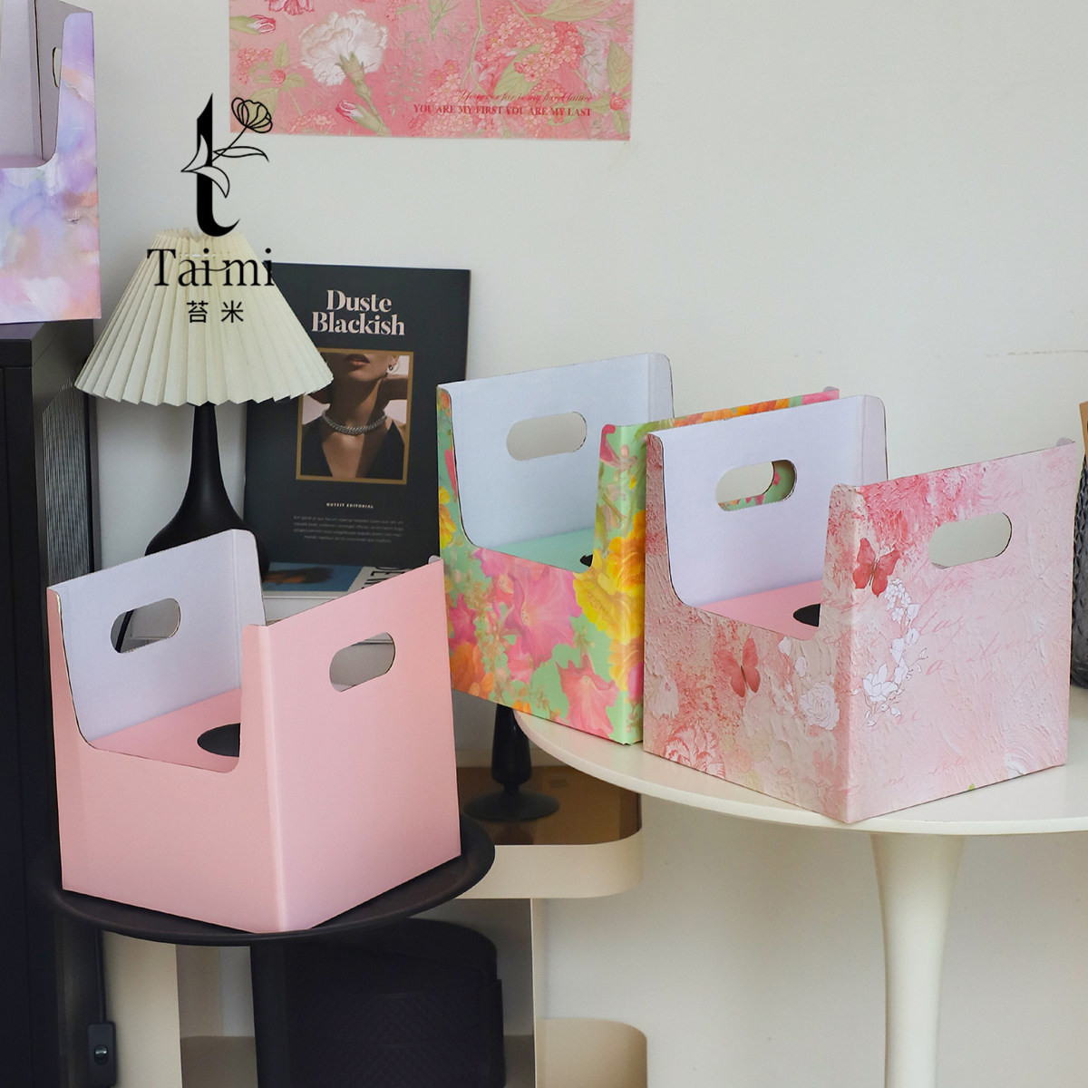 苔米 新款盆栽双侧手提花盒陶瓷花瓶插花包装盒鲜花礼盒花艺材料,淘宝优惠券,粉丝福利购,淘宝优惠卷