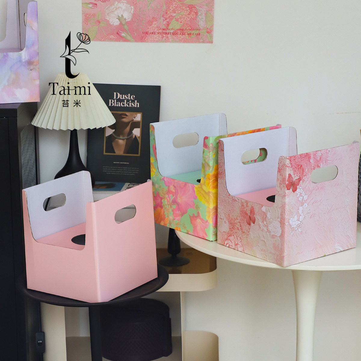 苔米 新款盆栽双侧手提花盒陶瓷花瓶插花包装盒鲜花礼盒花艺材料,淘宝优惠券,粉丝福利购,淘宝优惠卷