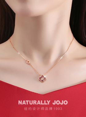 925纯银红玛瑙吊坠项链锁骨链女