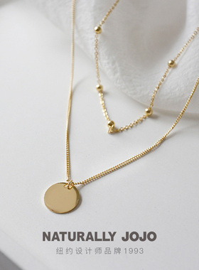纯银项链女生轻奢小众设计ins冷淡风圆牌双层锁骨链2026新款爆款